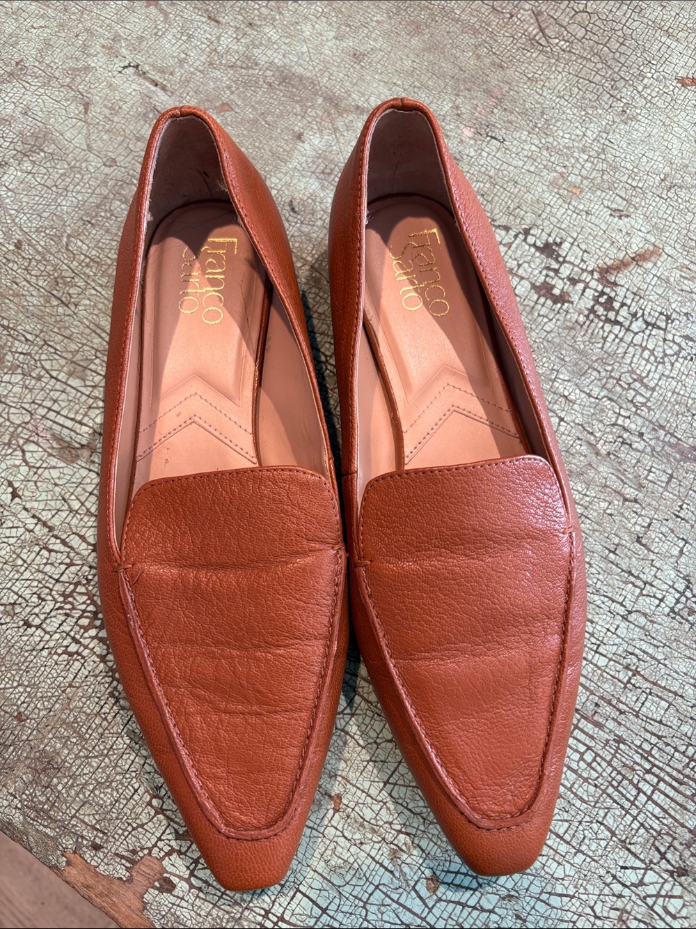 Franco Sarto Cognac Leather Pointed Toe Loafers Women’s 8 - Picture 3 of 6
